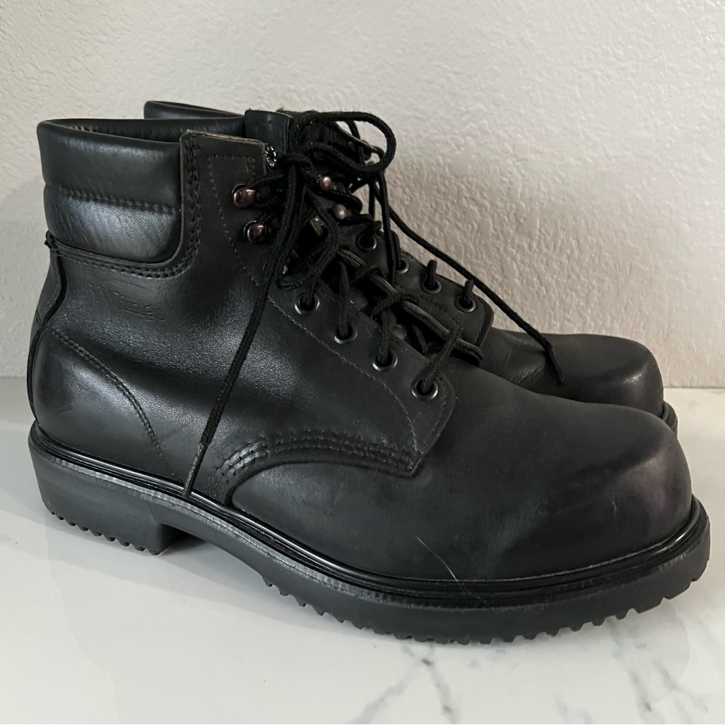 Vintage Red Wing 18023 Super Sole Made In The Usa Lace Boots Size 7.5 E Black